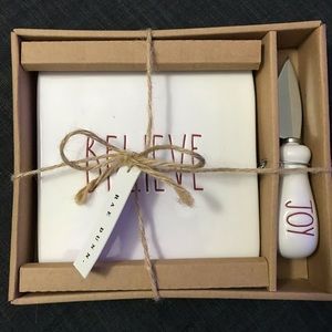 Rae Dunn Believe/Joy cheese board set